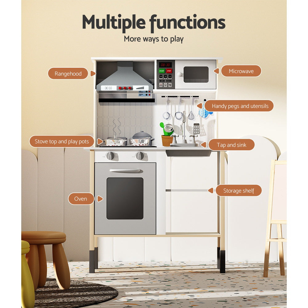 Keezi Kids Kitchen Play Set Wooden Pretend Toys Cooking Children