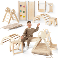 Montessori 5in1 Kletterdreieck für Babys: Pikler-Dreieck, Kletterbogen, Kunst-Erweiterung ,Rutschbrett und Kissen für Kleinkinder (1–3 Jahre)-0